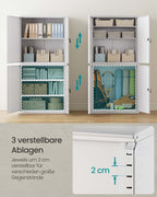Archive cabinet with 4 doors and 5 levels 40 x 80 x 180 cm Mat gray