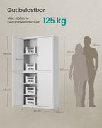 Archive cabinet with 4 doors and 5 levels 40 x 80 x 180 cm Mat gray