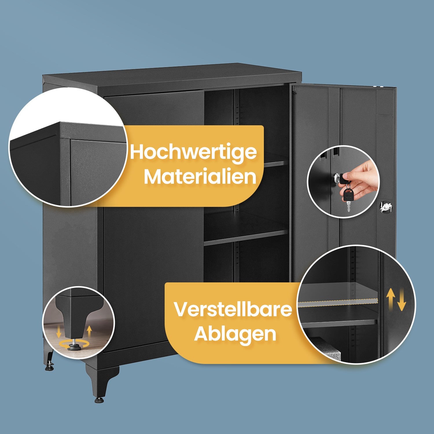 Archive cabinet - office cabinet with 2 doors, spacious storage cupboard