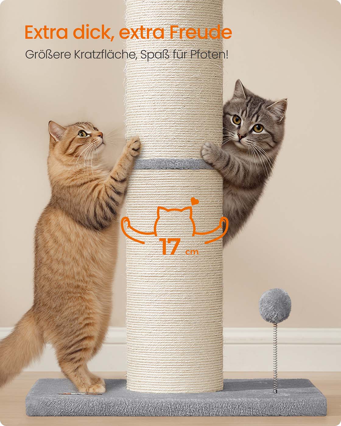 XXL scratching post for large cats, pigeon gray