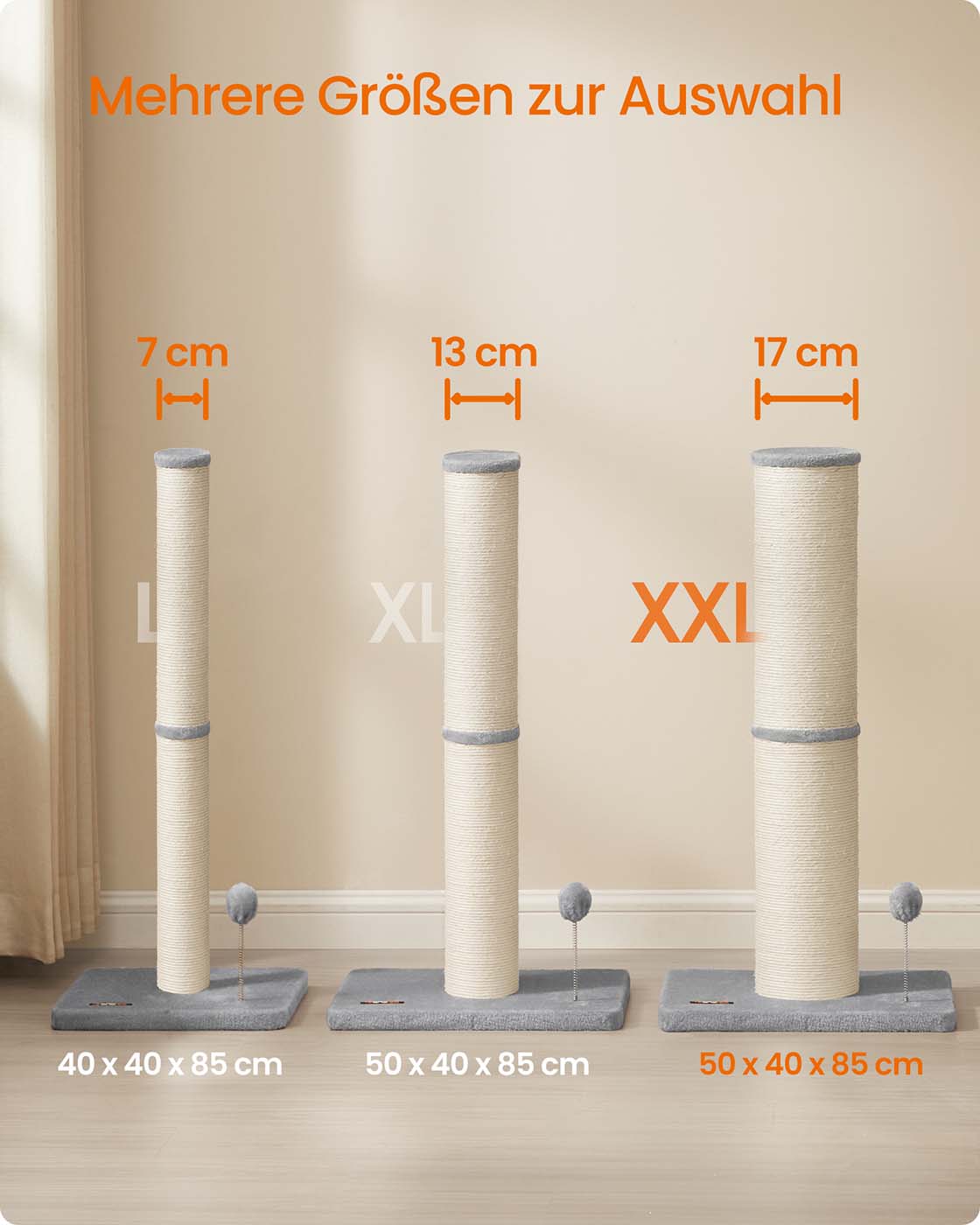 XXL scratching post for large cats, pigeon gray