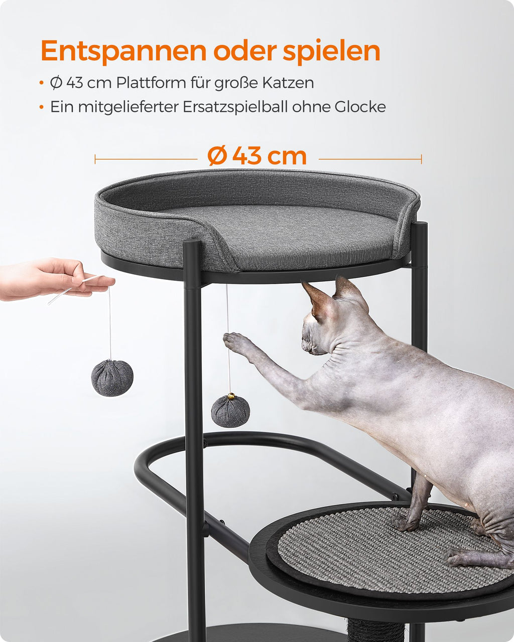 Scratching post - 111 cm high - classic black sisalstam