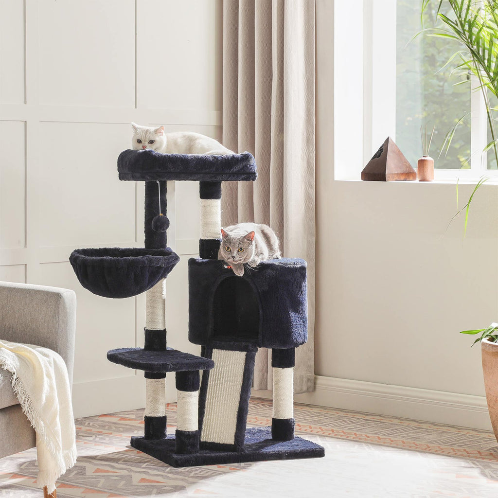 Scratching post - with soft plush - 104 cm - blue