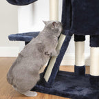 Scratching post - with soft plush - 104 cm - blue
