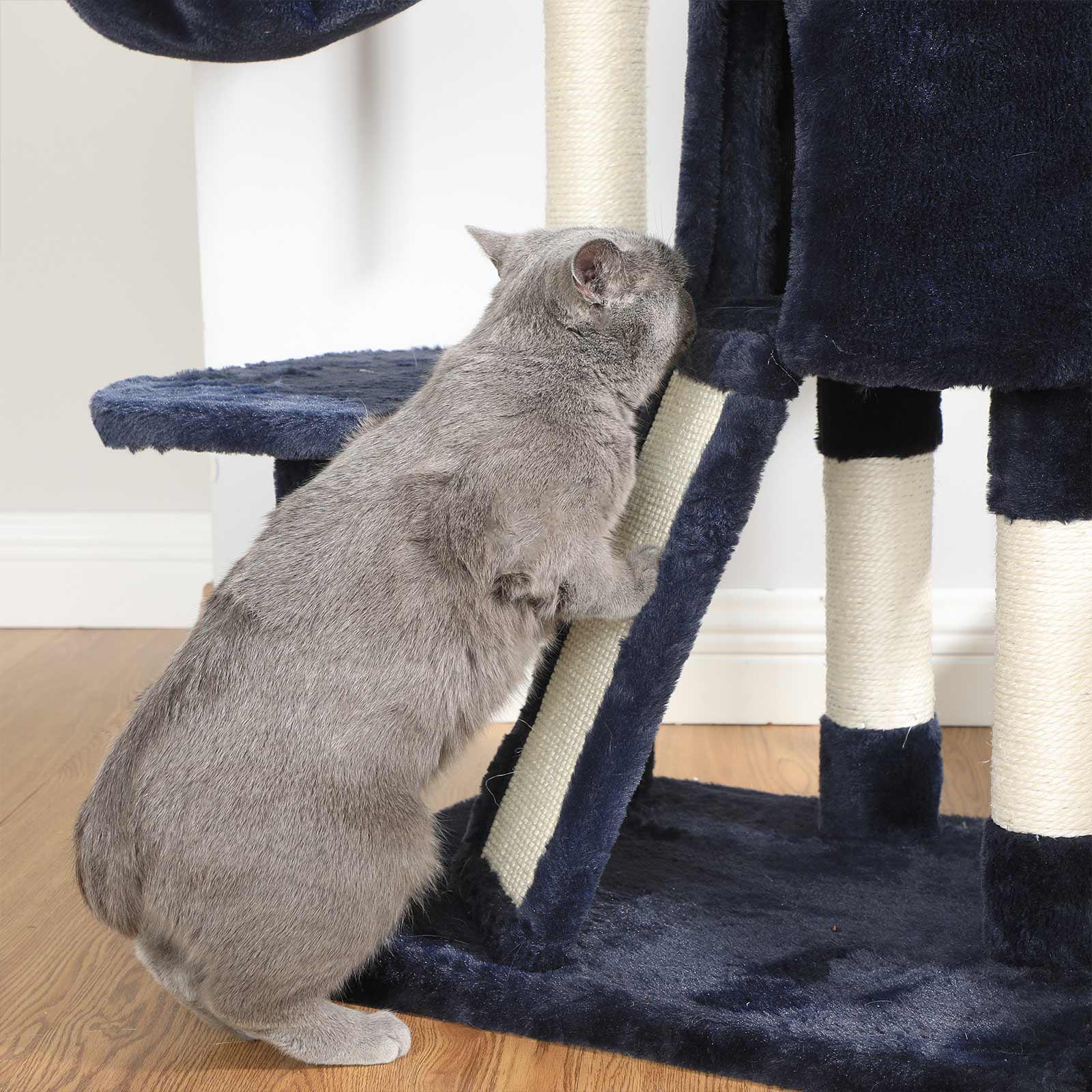 Scratching post - with soft plush - 104 cm - blue