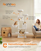 Large scratching post - with 13 scratching posts - Multiple levels - Crèmwit