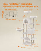 Large scratching post - with 13 scratching posts - Multiple levels - Crèmwit