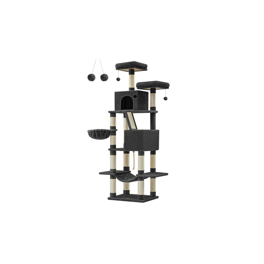 Large scratching post-206 cm high-multi-level-ink black