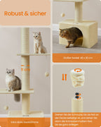 Scratching post ceiling high 231-291 cm in height adjustable beige