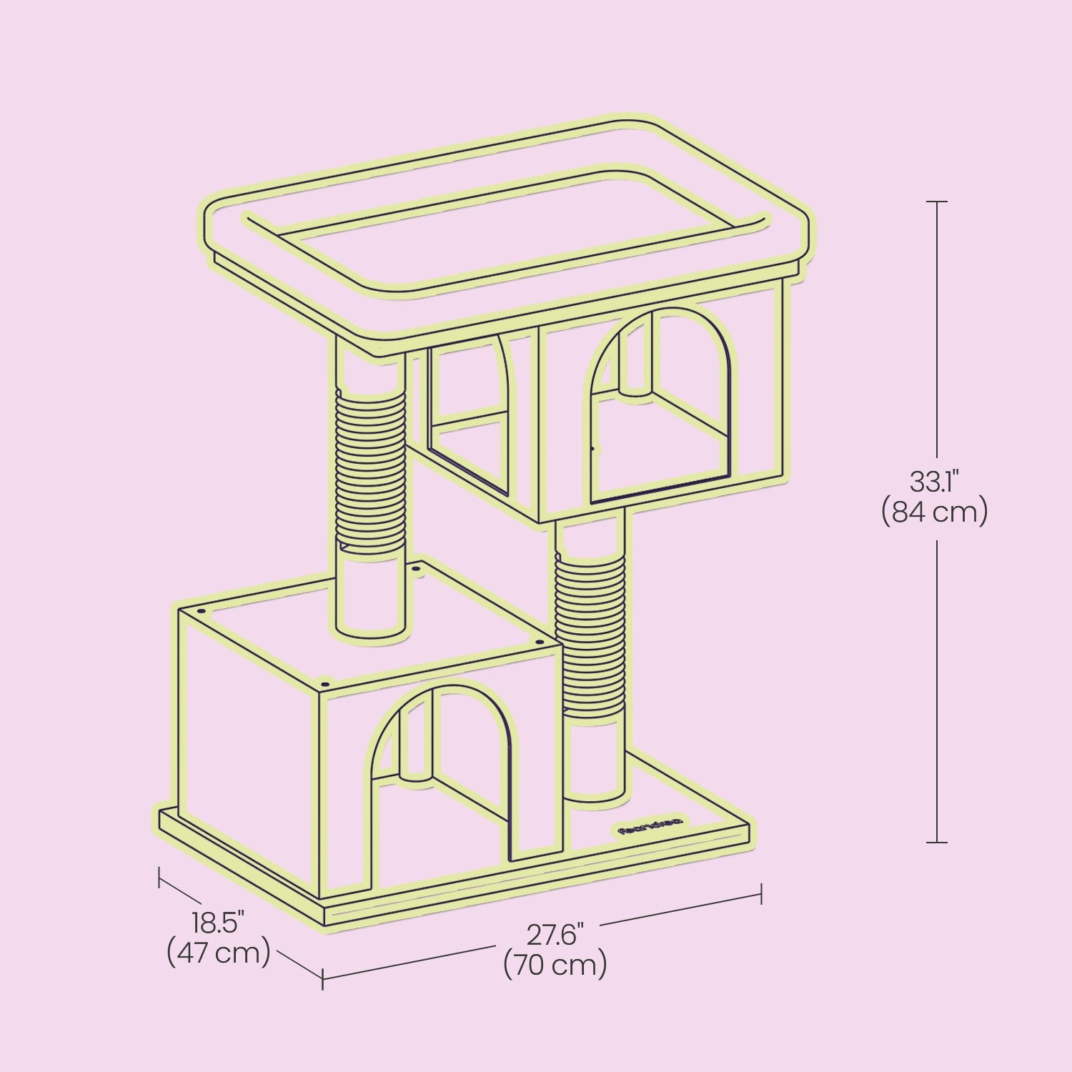 84 cm high scratching post, scratching post for large cats, large viewing platform