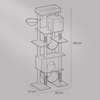 Scratching post - large - 201 cm - light gray - with platform