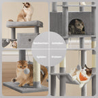Scratching post - large - 201 cm - light gray - with platform