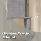 Scratching post - large - 201 cm - light gray - with platform