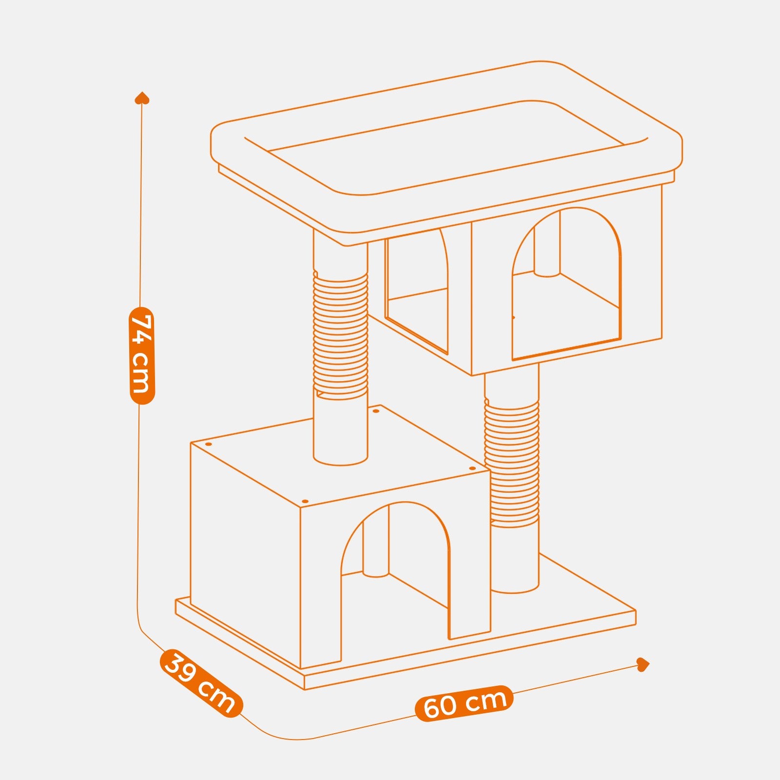 74 cm high scratching post, cat tree, large platform