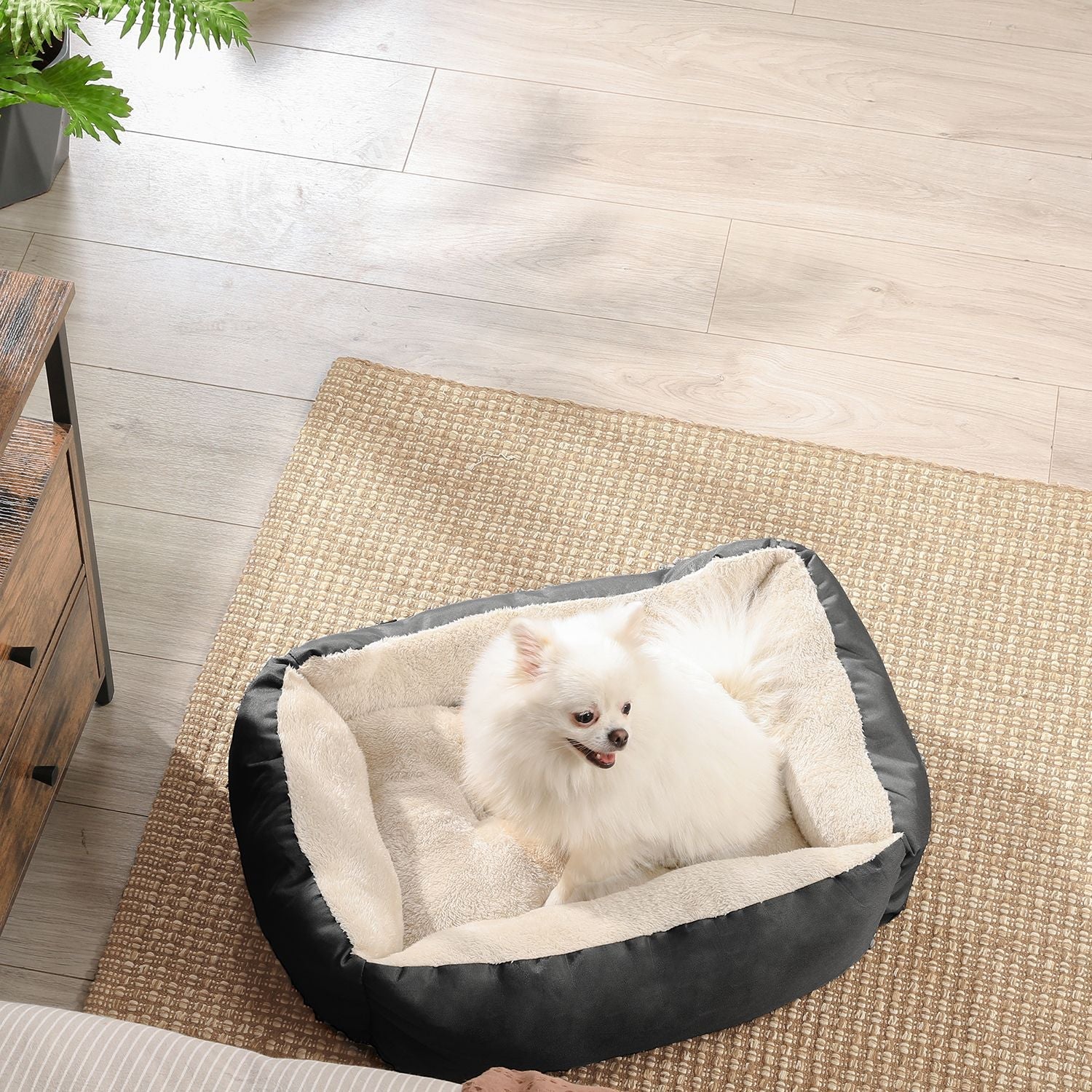 Dog bed - 65 x 55 x 20 cm - With reversible cushion - Gray