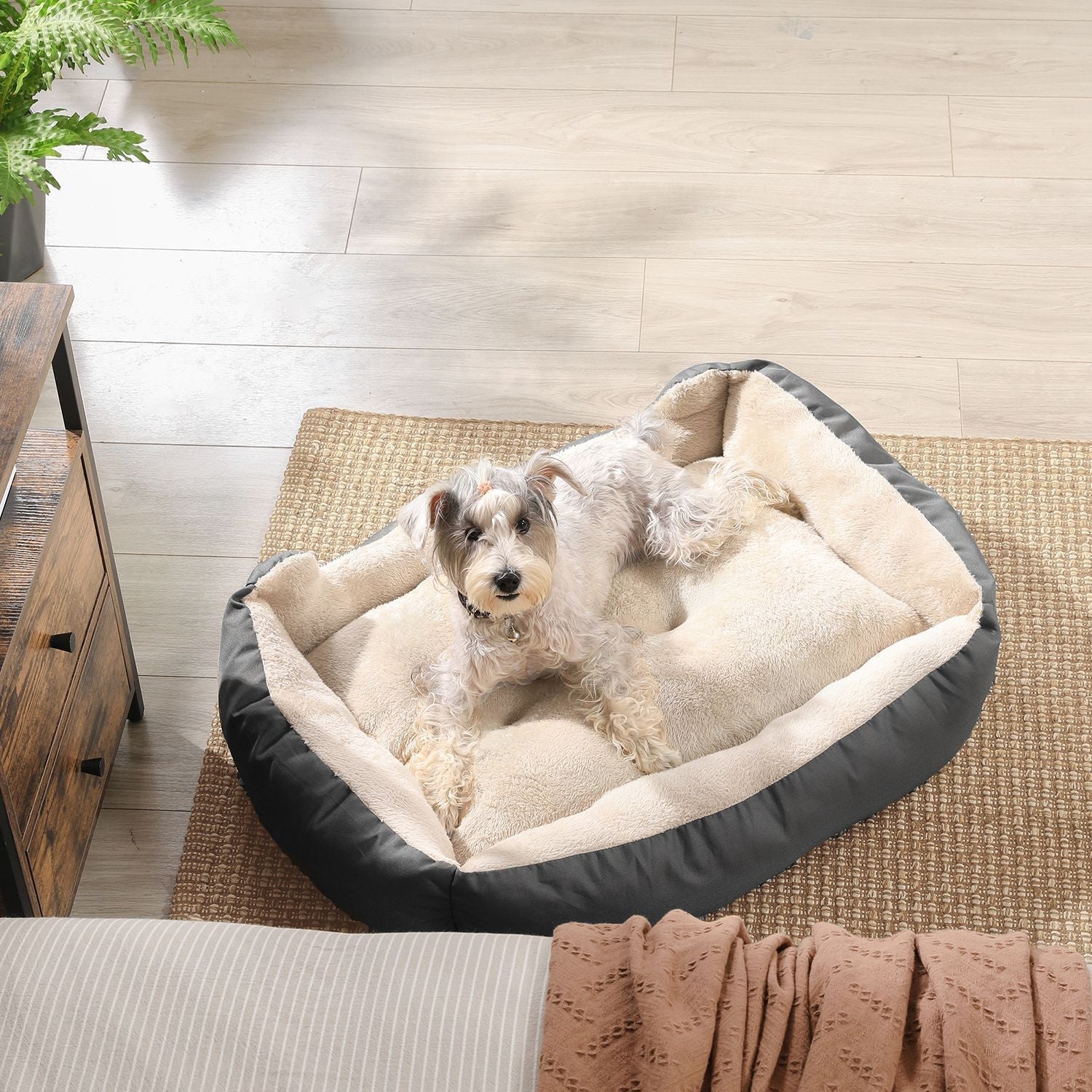 Dog bed - 80 x 65 x 20 cm - With reversible cushion - Gray