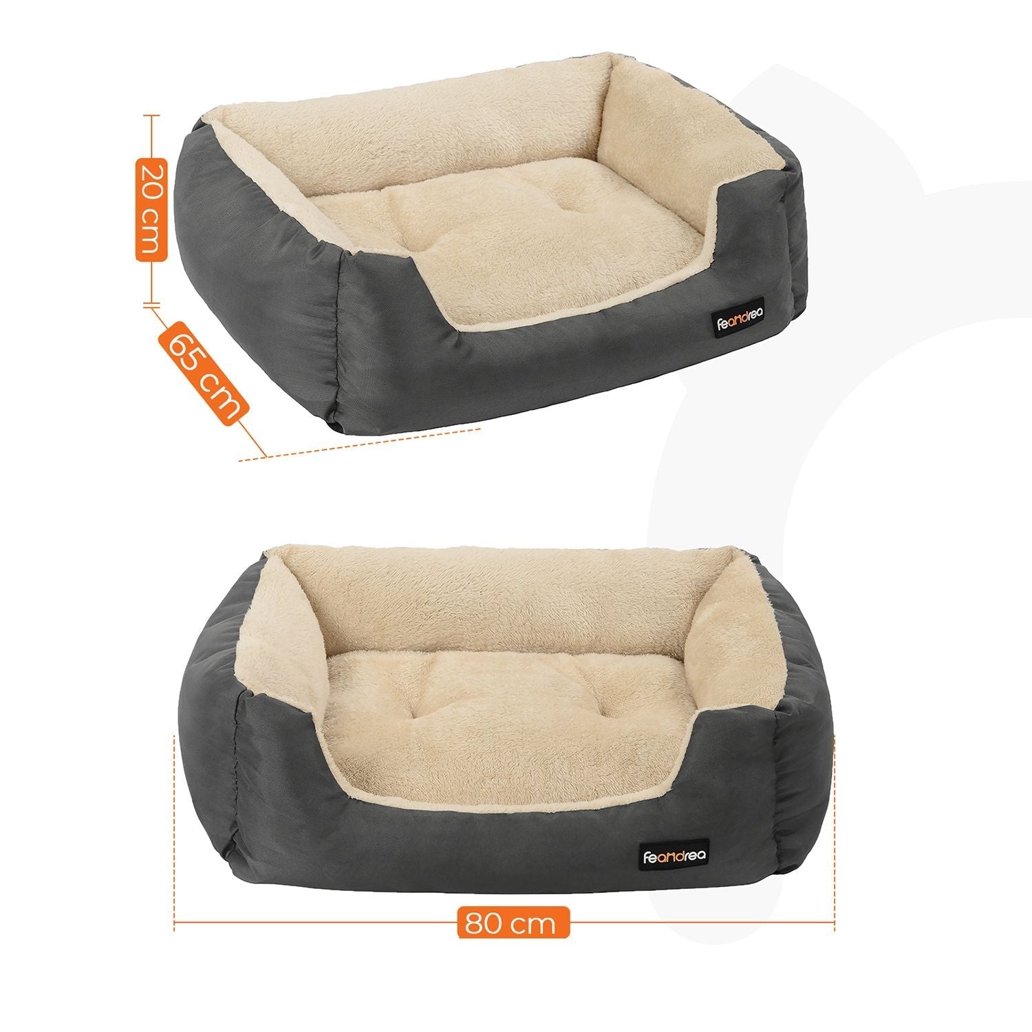 Dog bed - 80 x 65 x 20 cm - With reversible cushion - Gray