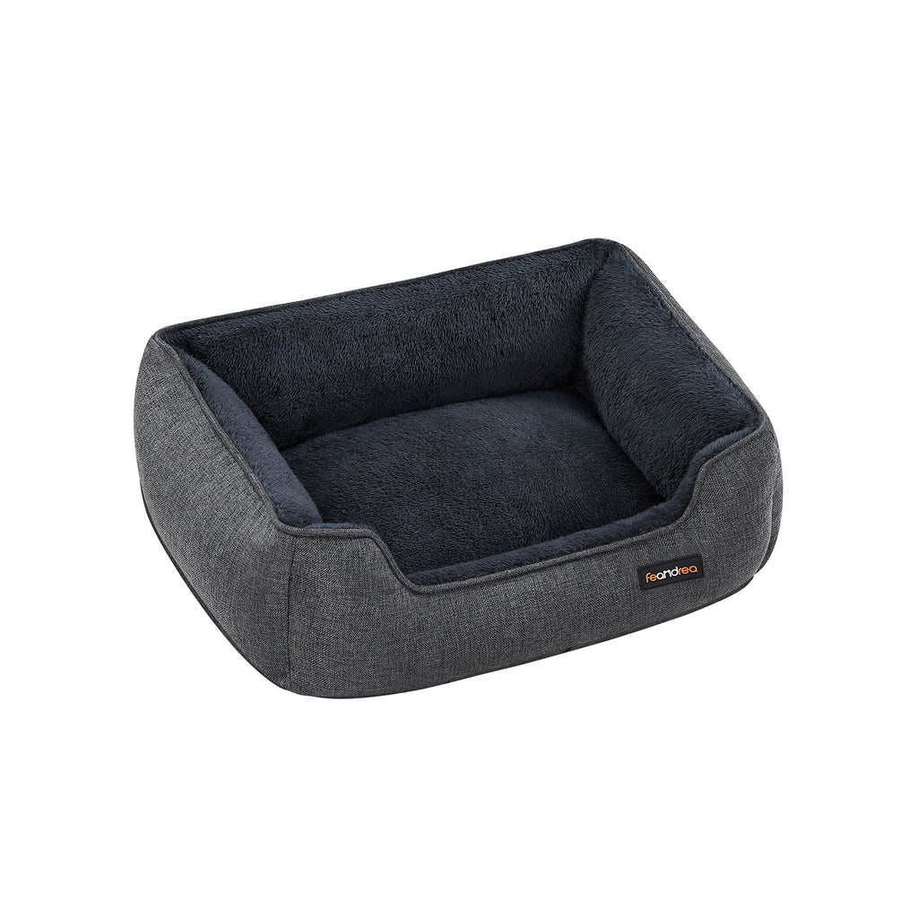 Dog basket with removable and washable dark gray cover