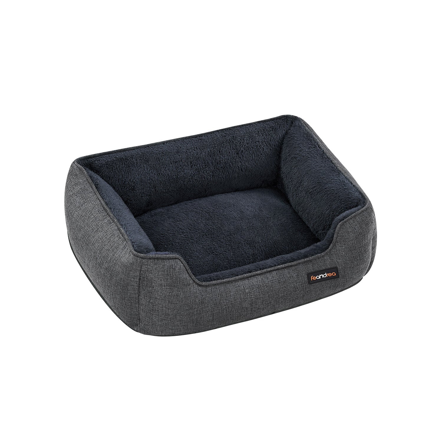 Dog basket with removable and washable dark gray cover