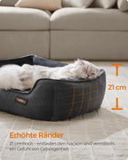 Dog basket with removable and washable dark gray cover