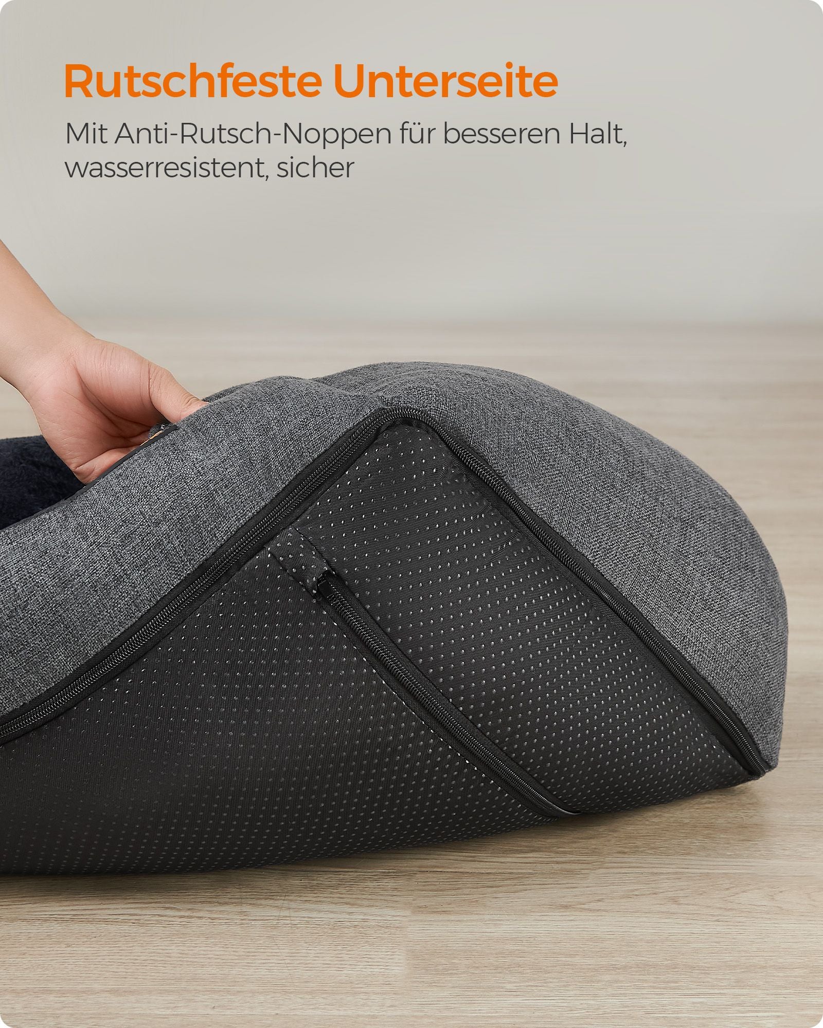 Dog basket with removable and washable dark gray cover