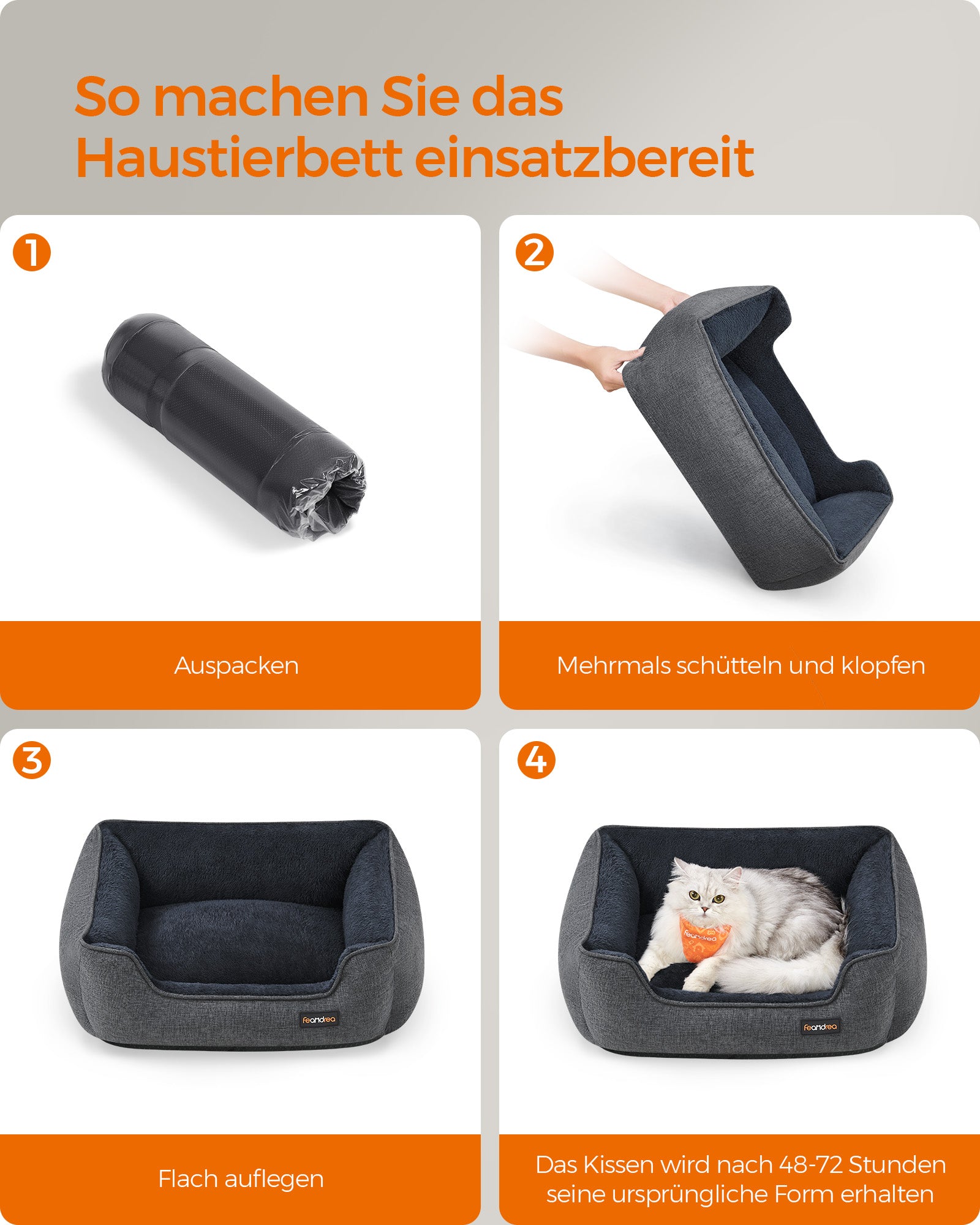 Dog basket with removable and washable dark gray cover