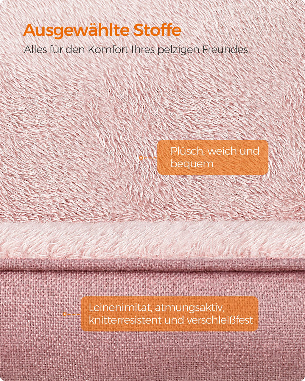 Dog bed - linen look - for small dogs - pastel pink