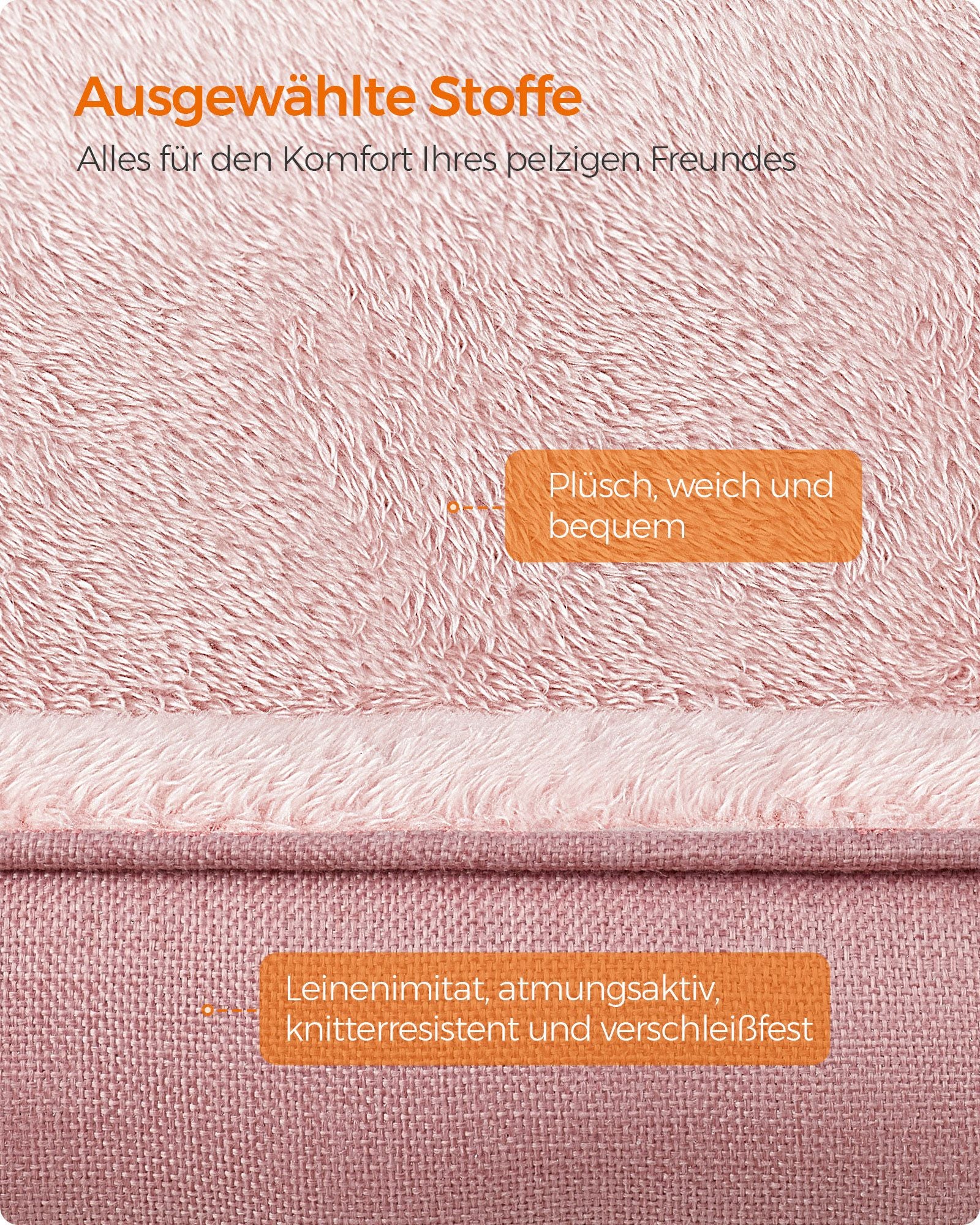 Dog bed - linen look - for small dogs - pastel pink