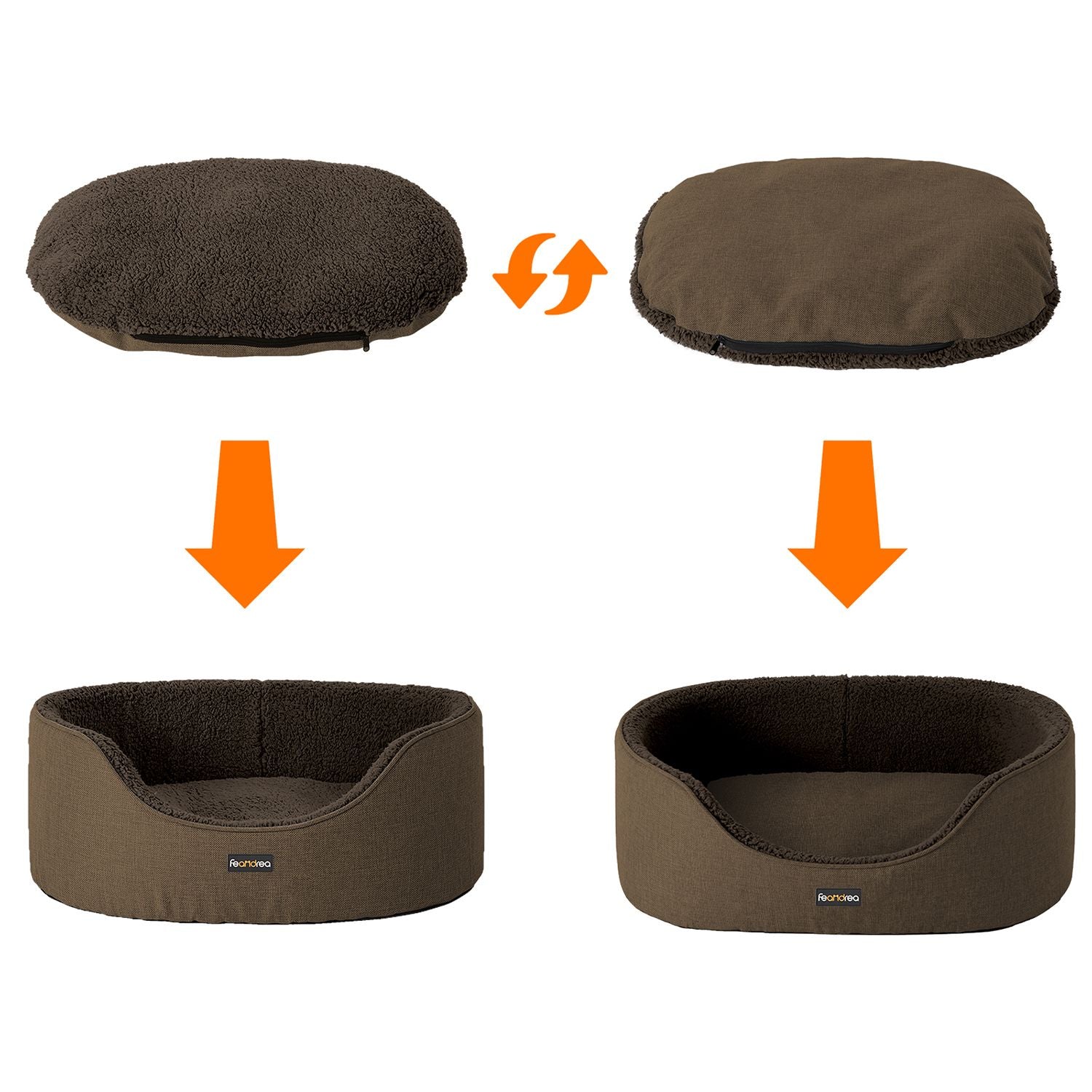 Dog bed - With high edge - 92 x 72 x 28 cm - Brown