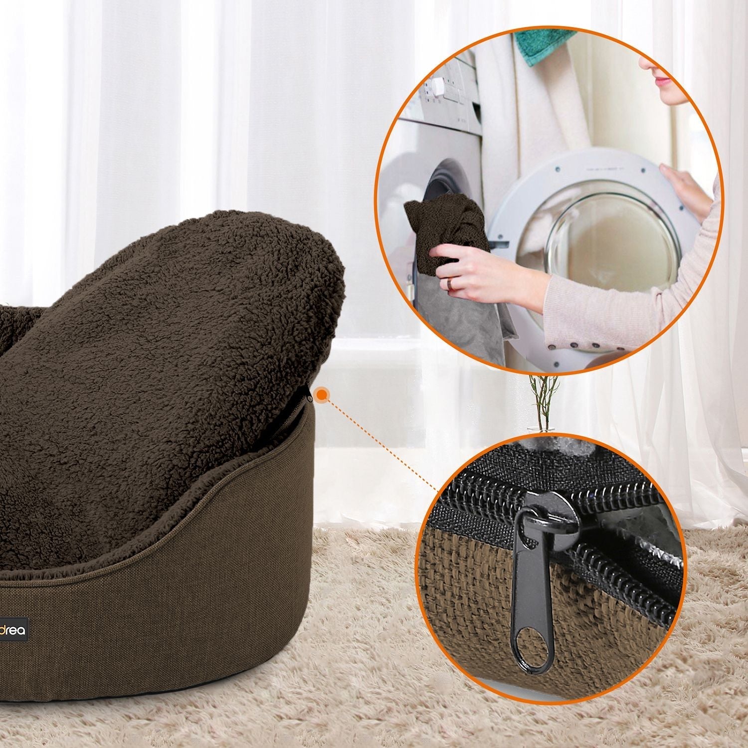 Dog bed - With high edge - 92 x 72 x 28 cm - Brown