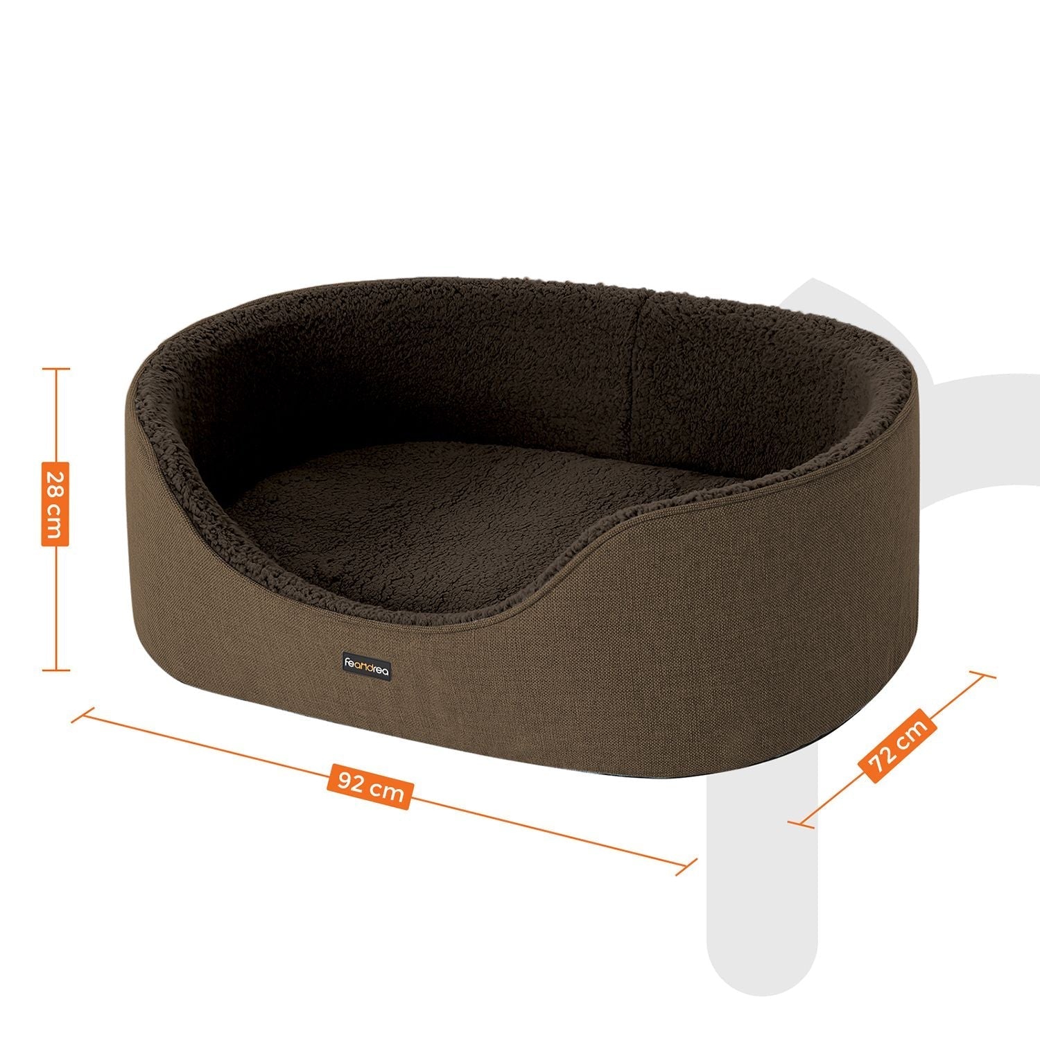 Dog bed - With high edge - 92 x 72 x 28 cm - Brown