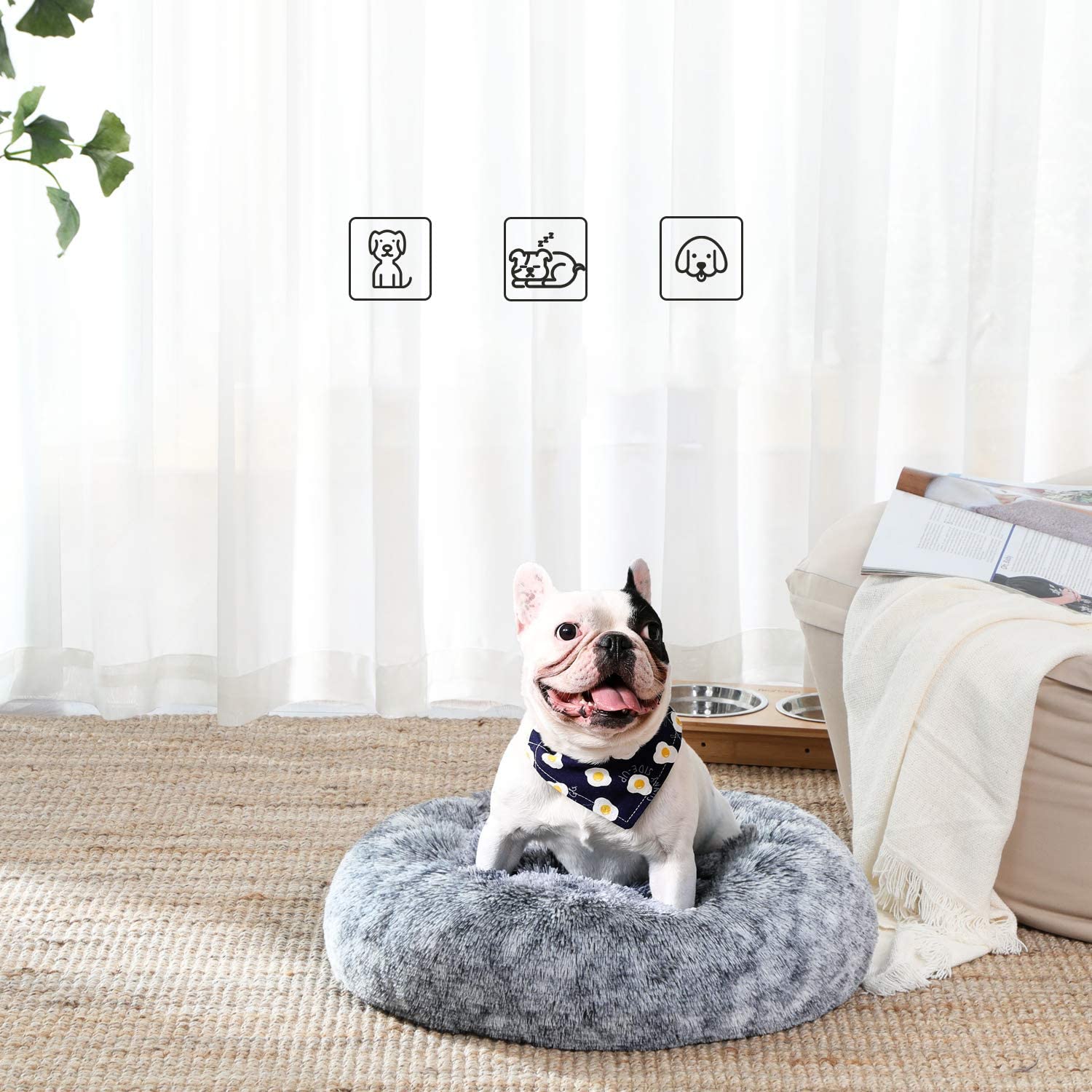 Dog bed - Cat bed - Soft basket - 60 cm - Gray