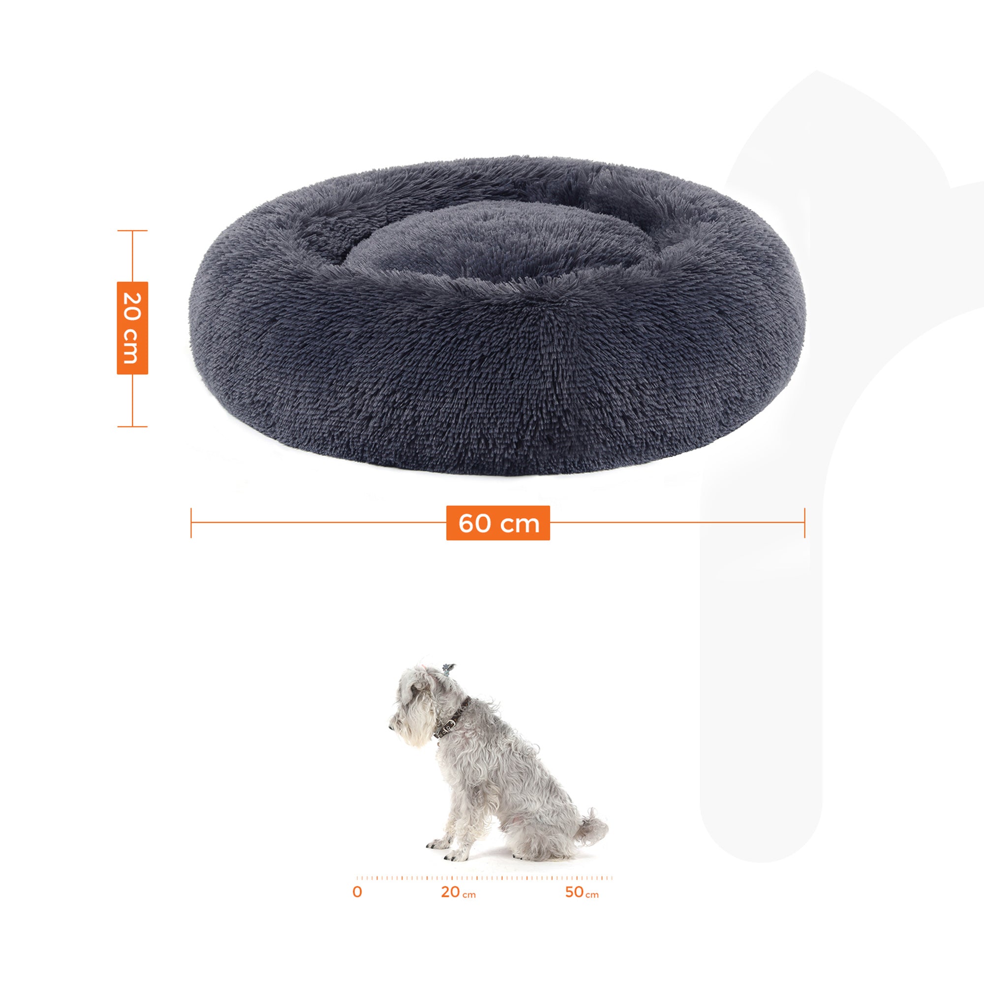 Dog bed - cat bed - Soft plush - Dark gray