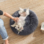 Dog bed - cat bed - Soft plush - Dark gray