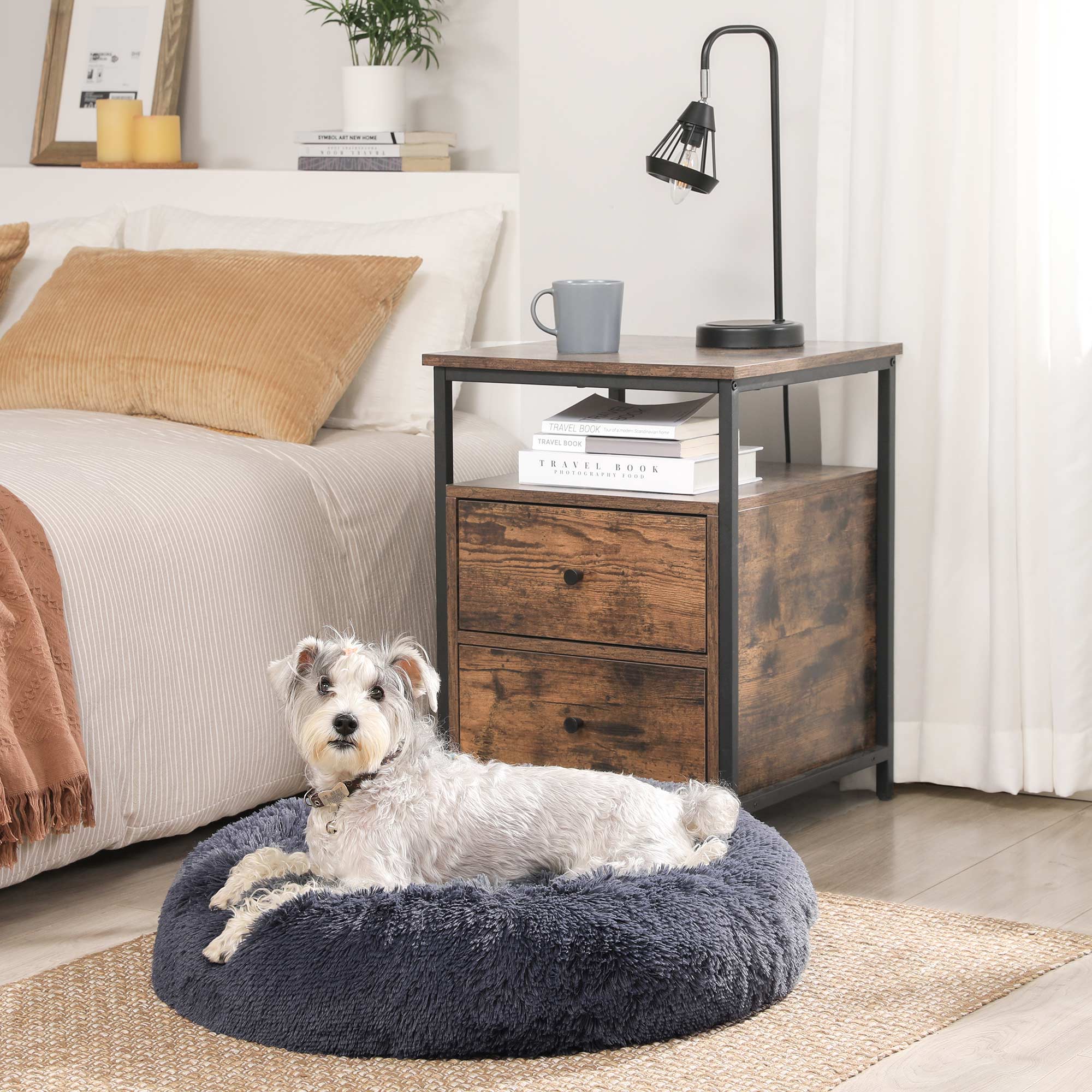 Dog bed - cat bed - Soft plush - Dark gray