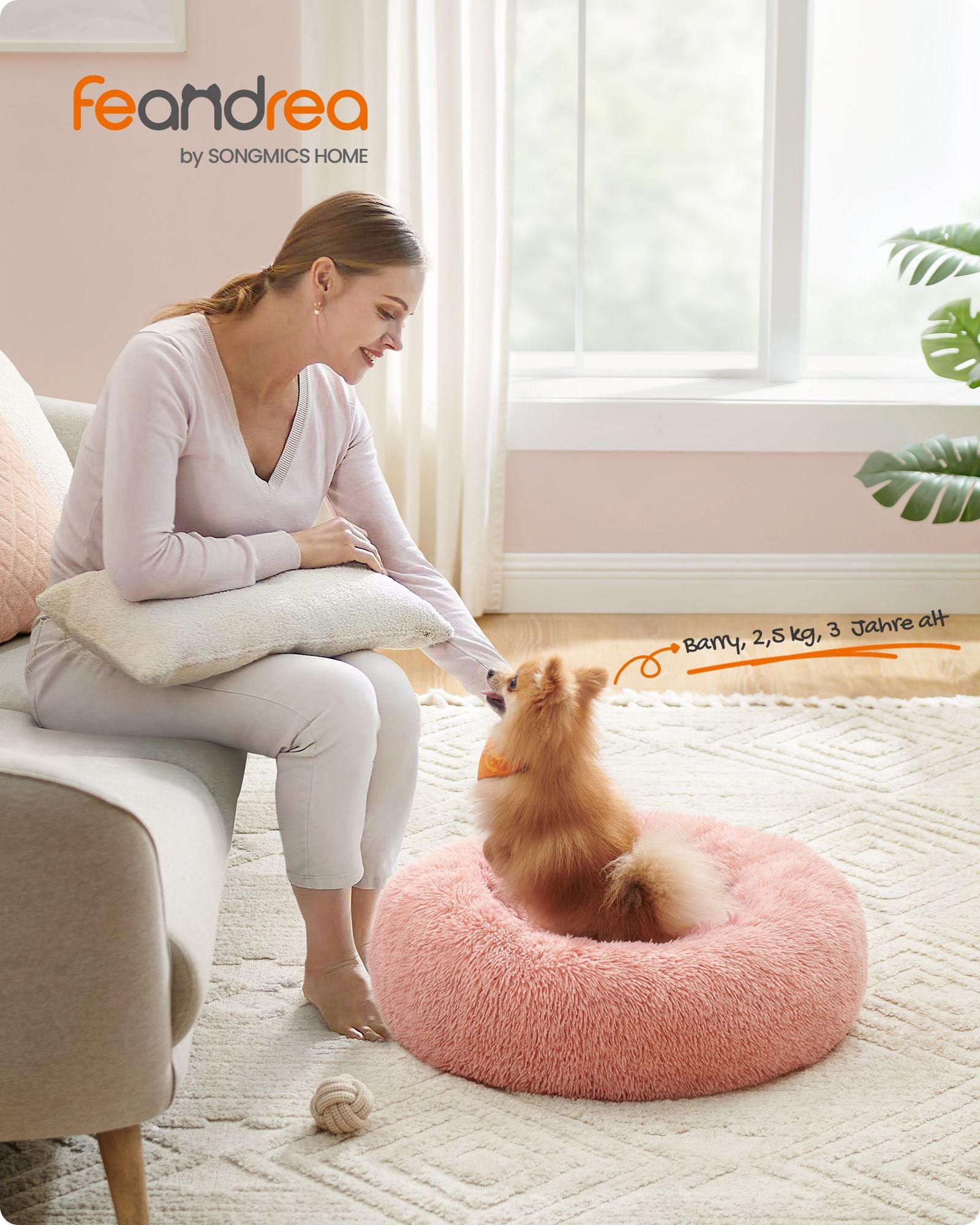 Dog Basket - Plug Long Plush - Pink