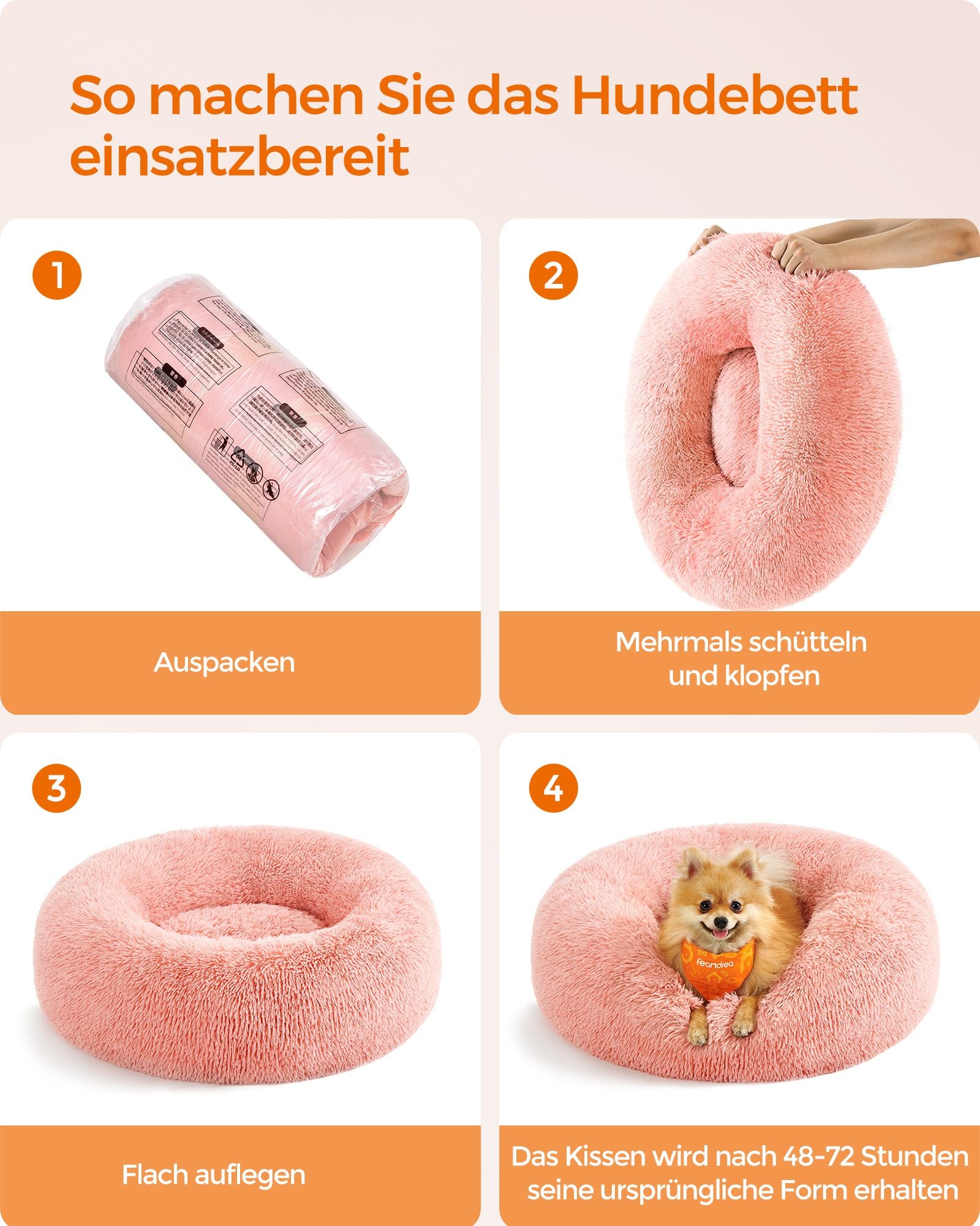 Dog Basket - Plug Long Plush - Pink