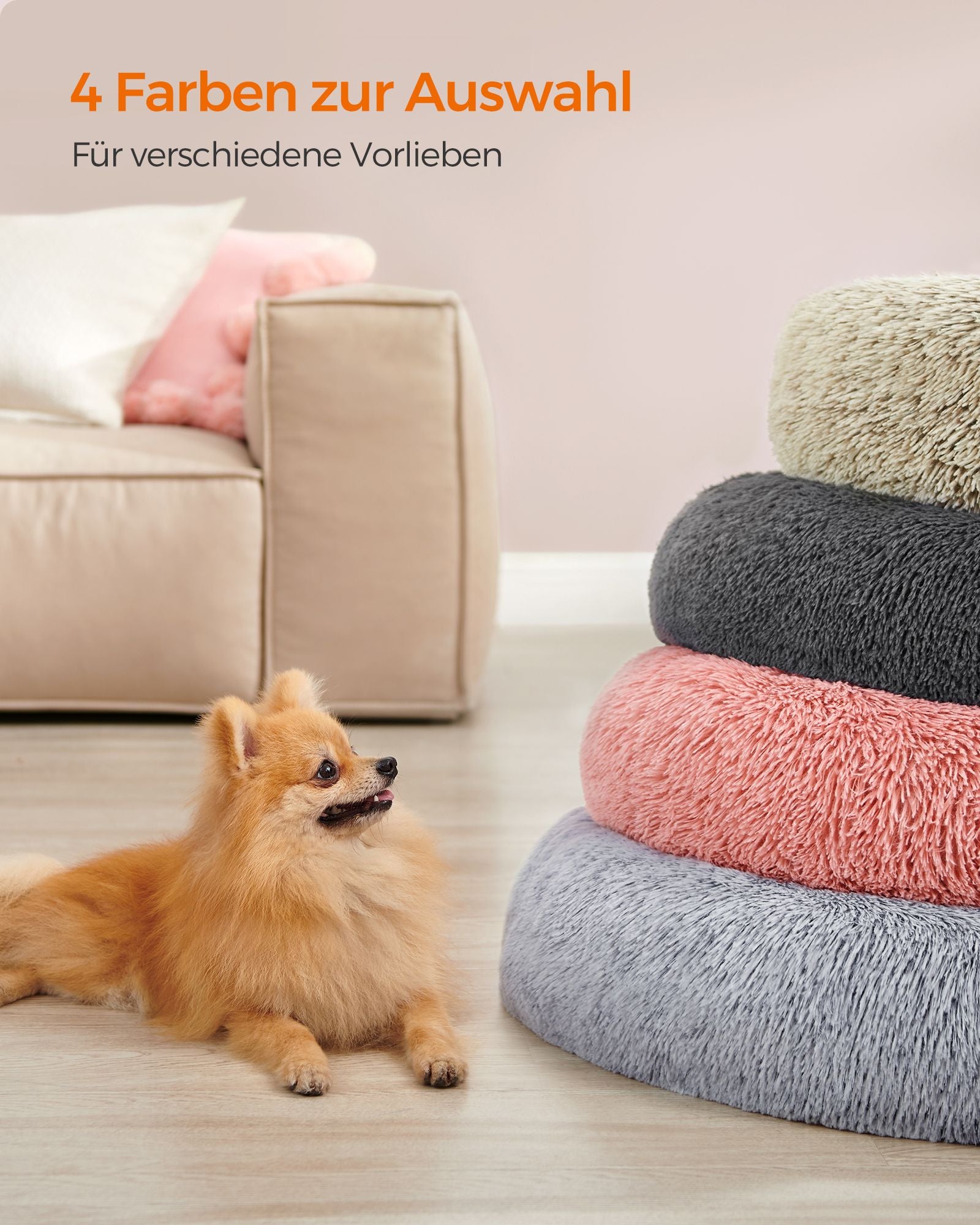 Dog Basket - Plug Long Plush - Pink