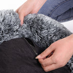 Fluffy Dog Bed - With Donut Cushion - Ombré Gray