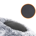 Fluffy Dog Bed - With Donut Cushion - Ombré Gray