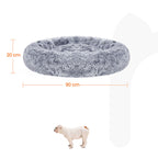 Fluffy Dog Bed - With Donut Cushion - Ombré Gray