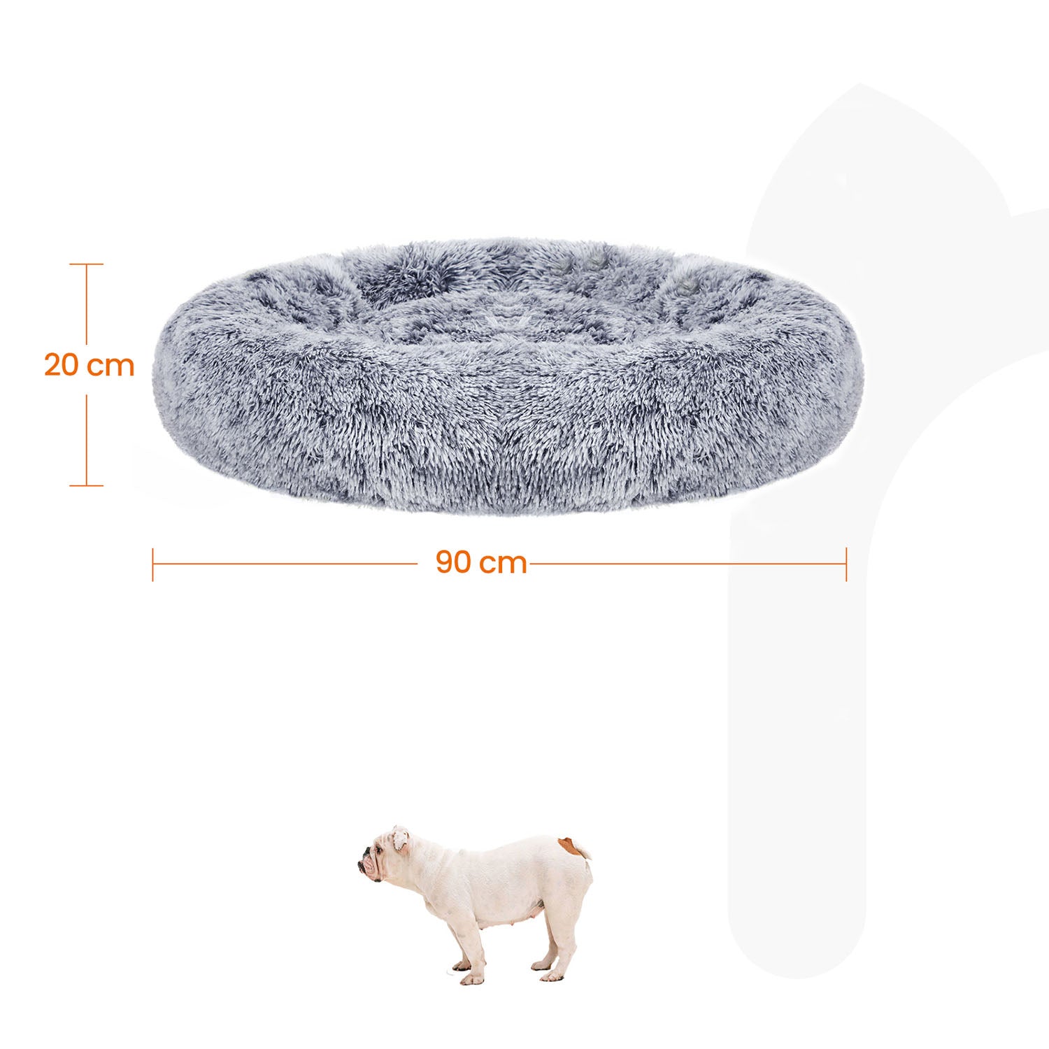 Fluffy Dog Bed - With Donut Cushion - Ombré Gray