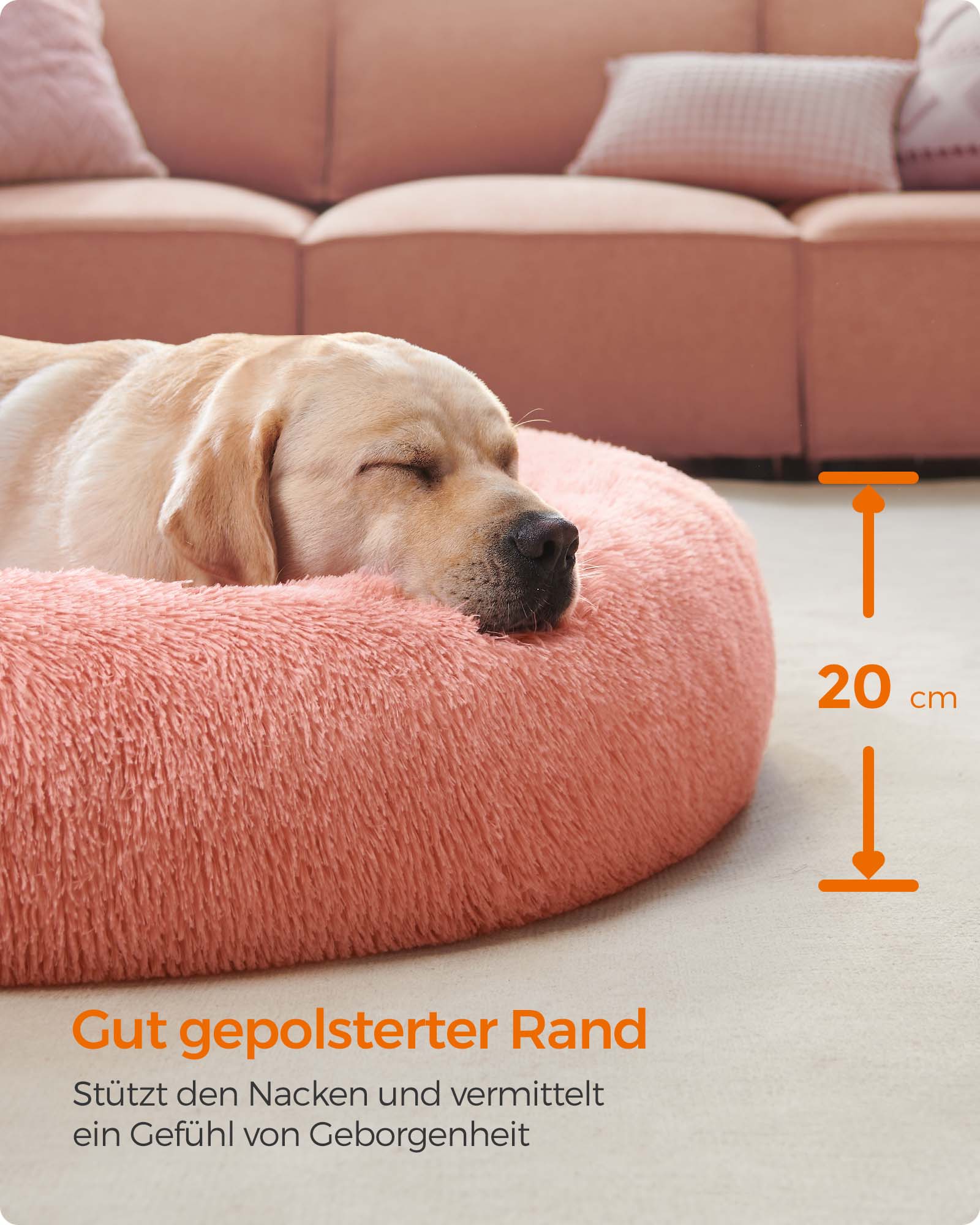 Dog basket - fluffy & washable - Ø 120 cm - pink