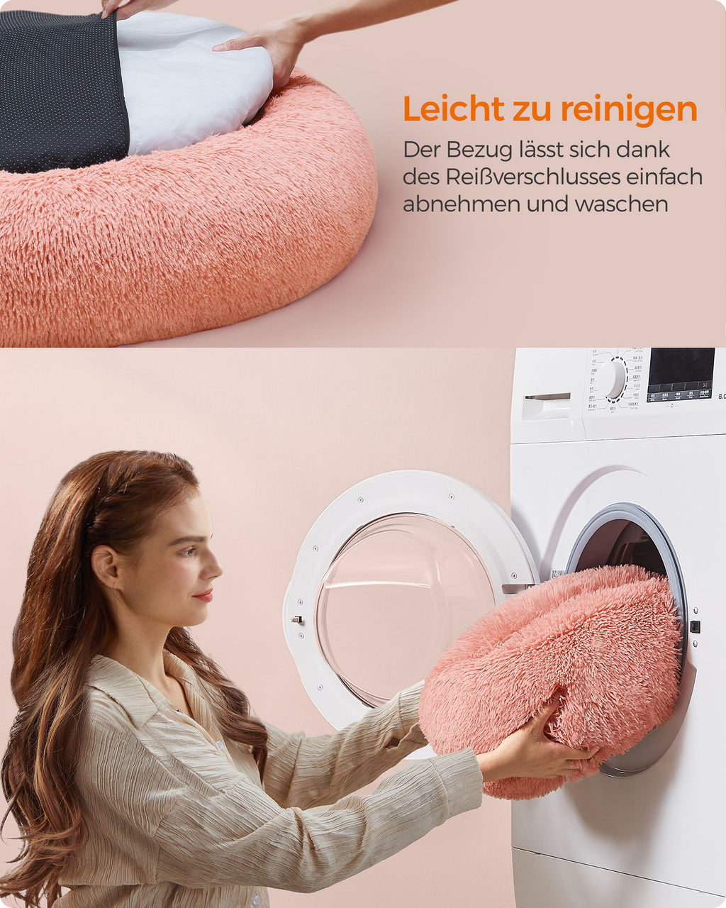 Dog basket - fluffy & washable - Ø 120 cm - pink