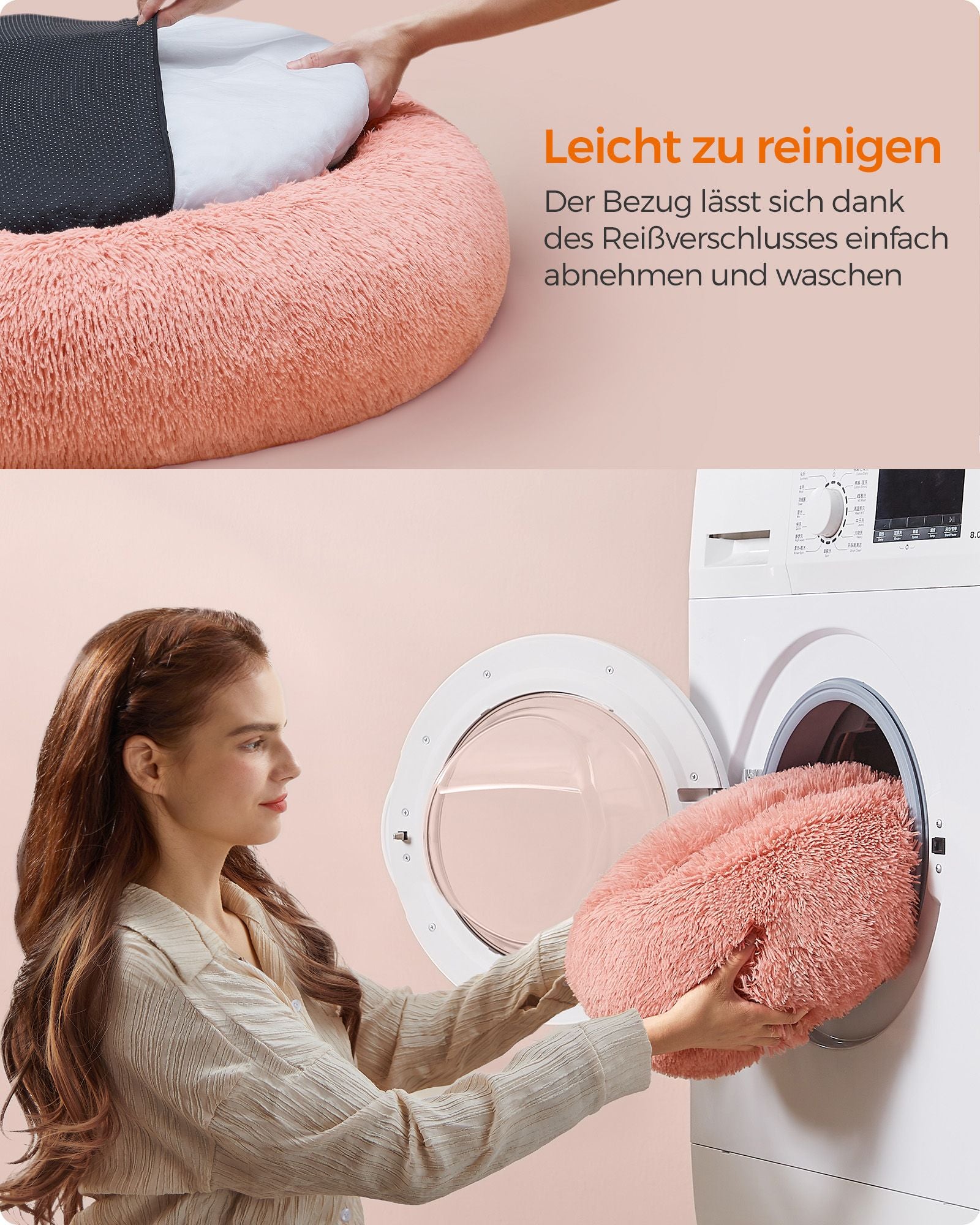 Dog basket - fluffy & washable - Ø 120 cm - pink