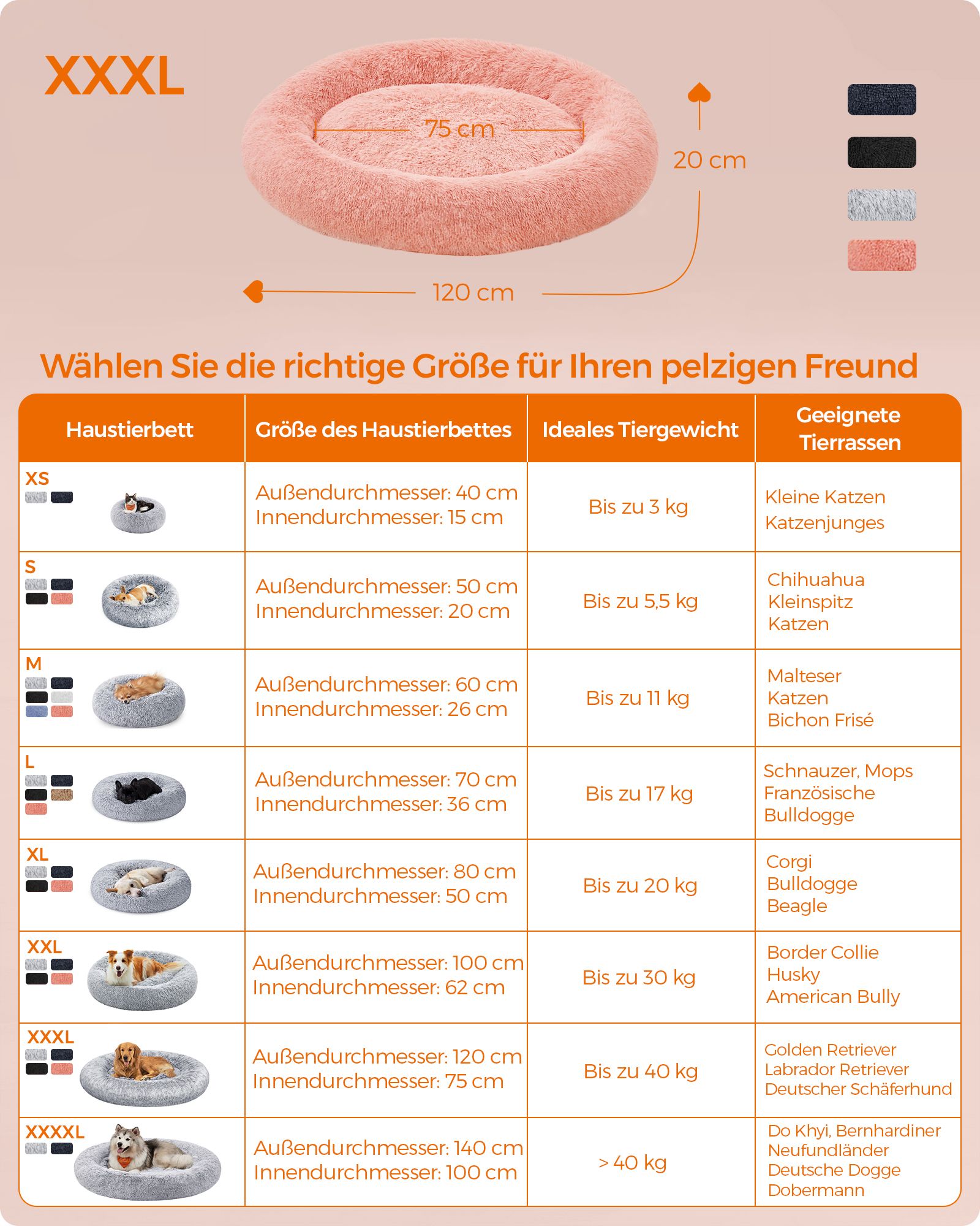 Dog basket - fluffy & washable - Ø 120 cm - pink