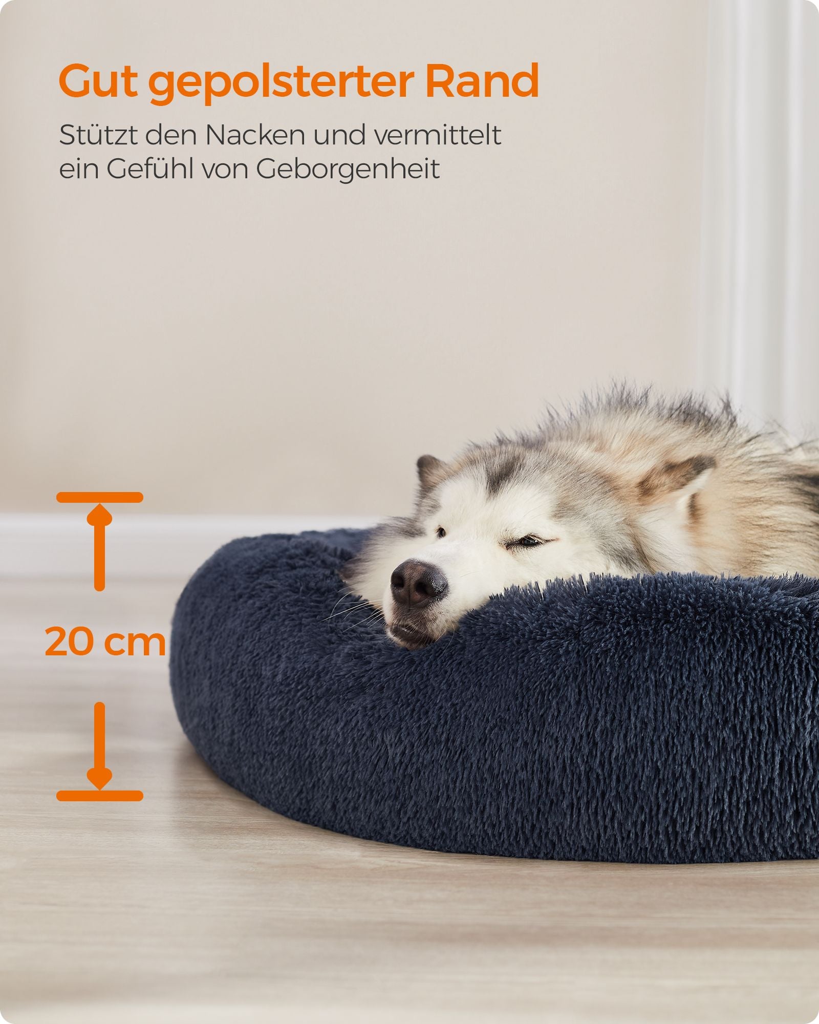 Dog bed - removable middle part - dark gray