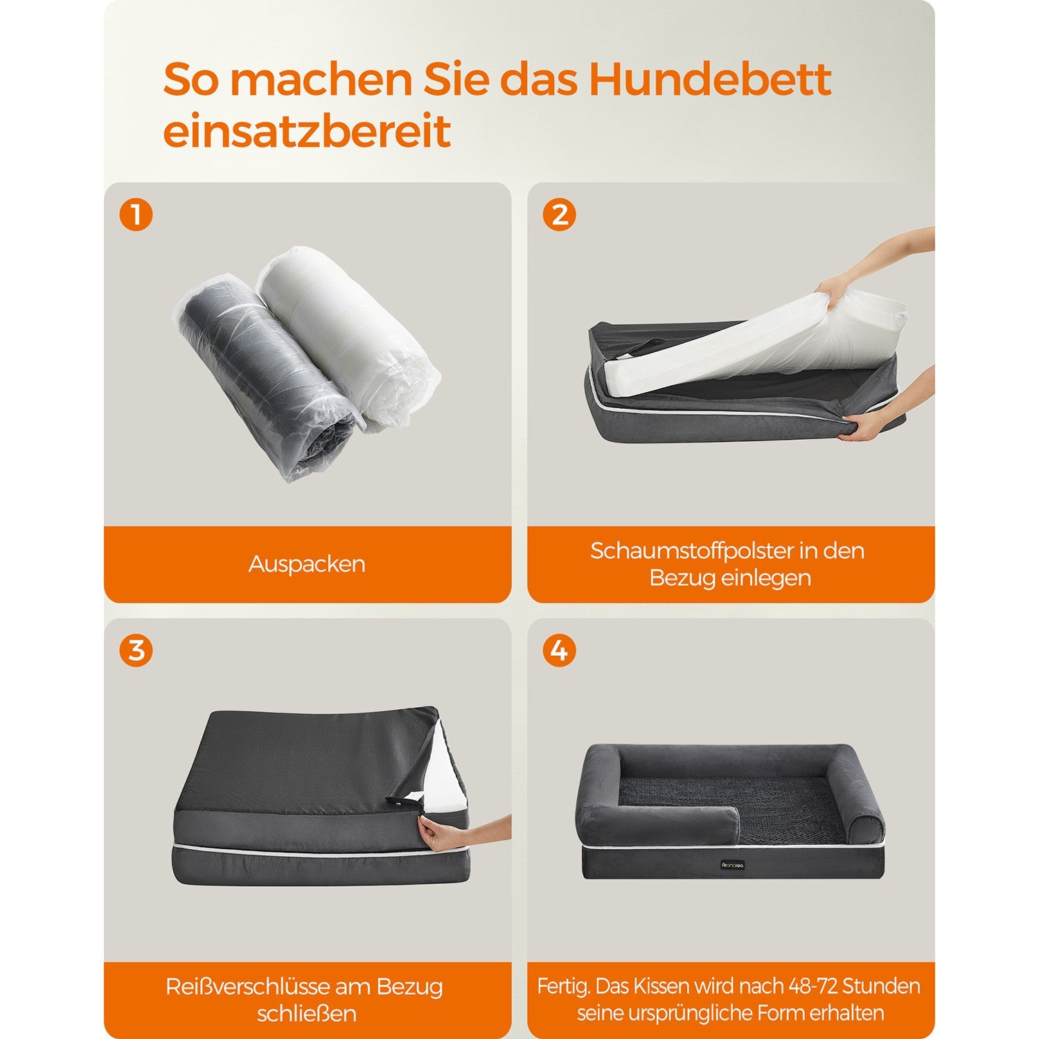 Orthopedic dog bed - Dog bed - With raised edge -91 x 75 x 25 cm - Black