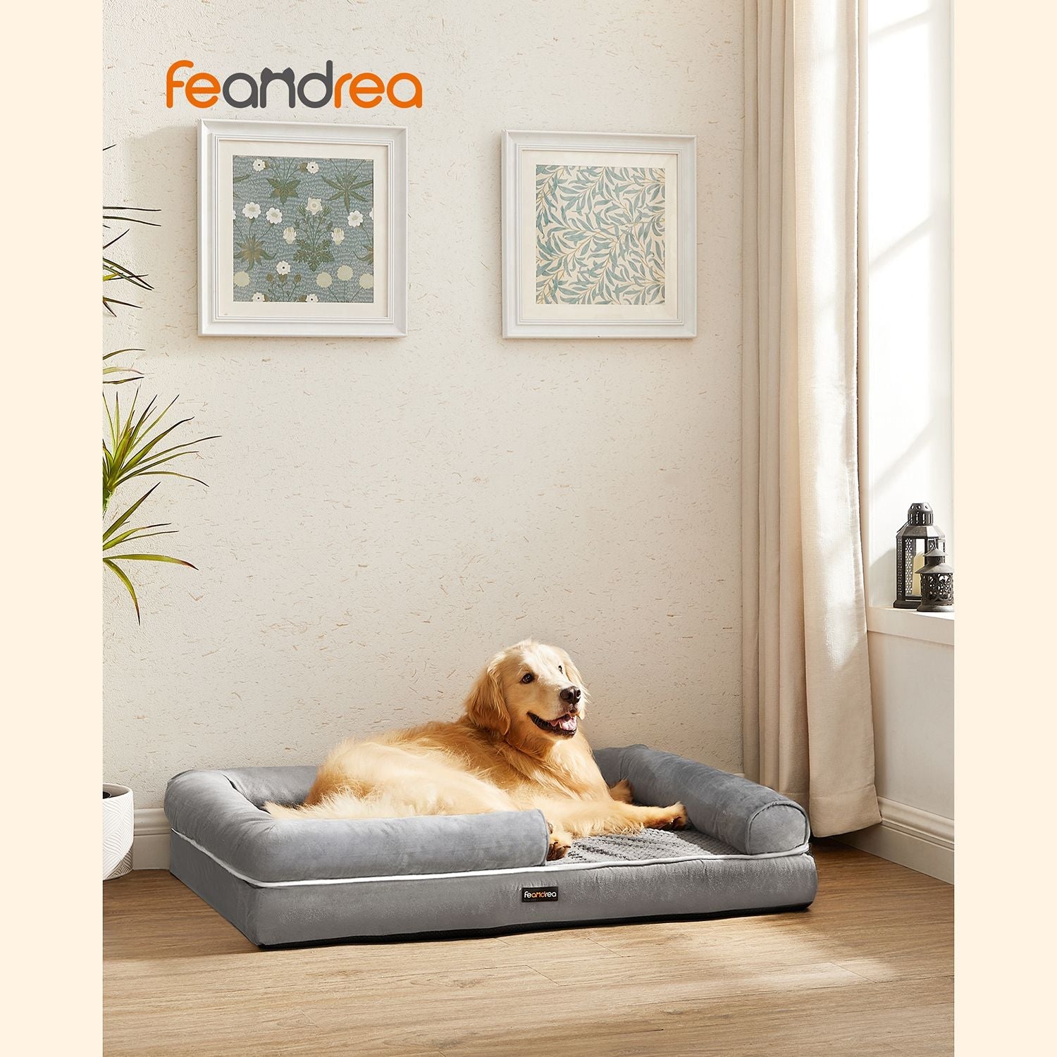 Orthopedic dog bed - Dog bed - With raised edge - 106 x 80 x 25 cm - Gray