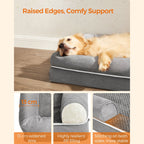 Orthopedic dog bed - Dog bed - With raised edge - 106 x 80 x 25 cm - Gray
